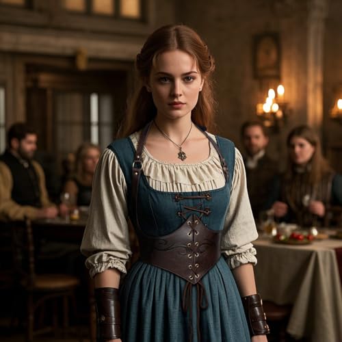 Joukavor Medieval Leather Corset Belt Renaissance Waist Cincher for Women Halloween4