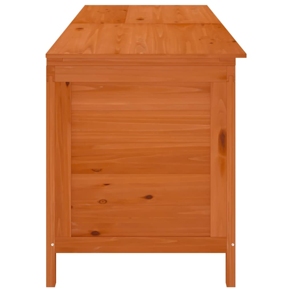 Caja de almacenamiento exterior de madera maciza de abeto, maletero de jardín para cojines y accesorios, gran espacio de almacenamiento con base de listones para ventilación óptima