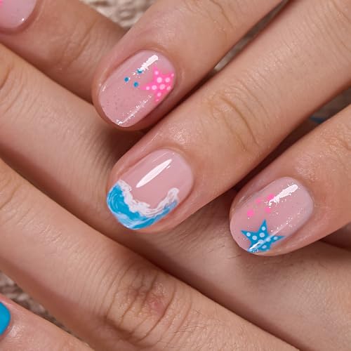Image of CurvLife Short Oval Press On Nails, Pink, Tidal Blush, Soft Gel
