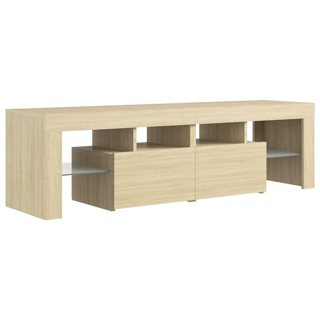 vidaXL TV-Schrank mit LED-Beleuchtung TV Möbel Fernsehtisch Wohnzimmermöbel Lowboard TV Ständer Mediamöbel Fernsehschrank Sonoma-Eiche 140x36,5x40cm