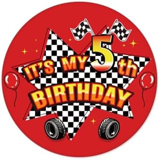 Racing Car Happy Birthday Pin, 2.3in/5.8cm It’s My Birthday Badge Pin Button Brooch Racing Decorations for Race Car Theme Party Celebration Decor (Number 5)