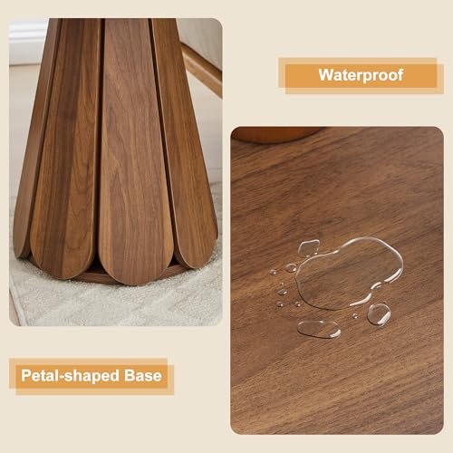 Image of Round End Table Nightstand Set of 2, Mid Century Modern Side Table, Circle Bedside Tables Wood Night Stands for Bedroom, Living Room, Small Space, Walnut
