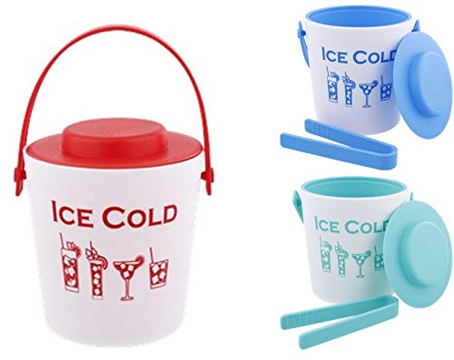 Riyashop Ice Bucket with Lid and Ice Tongs 1.5 L Ice Cube Tray, Ice Bucket (Blue)