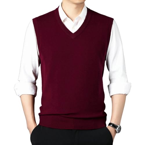 Chaleco de cachemir para hombre invierno cuello V sin mangas monocolor talla S
