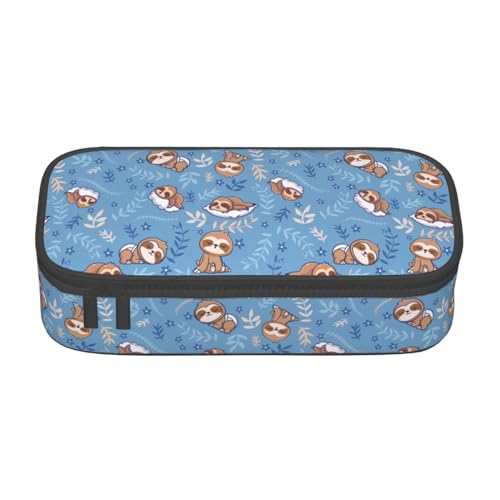 Image of Cute Sleep Sloth Large Pencil Case With Zipper Compartments Stationery Pencil Bag For Kids Teens Students School Supplies