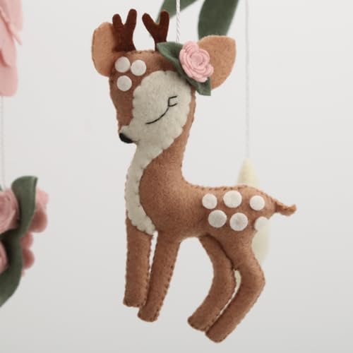 Deer Hanging Mobile Girl Room Decor Butterflies Flowers Ceiling Mobile - Image 3