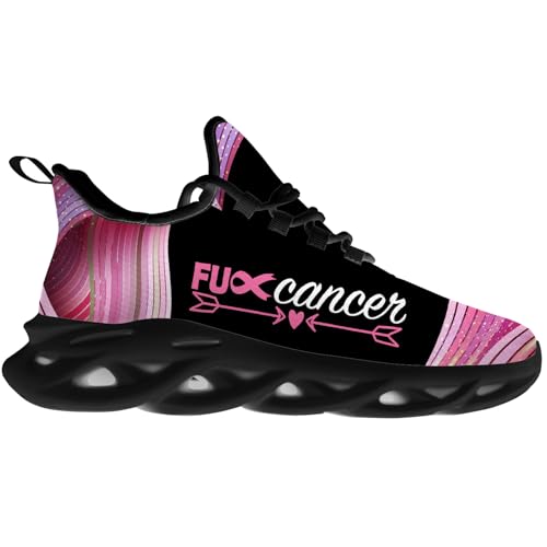 Women's Running Shoes American Flag Breast Cancer Sneakers Lightweight Walking Tennis Shoes Gifts for Men Women3