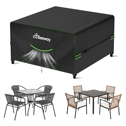BEEWAY Gartenmöbel Abdeckung Wasserdicht V2.0 150x150x73cm, Schutzhülle Abdeckplane für Gartentische Terrassenmöbel Möbelsets - 420D Oxford Gewebe, Anti-UV, Winterfest