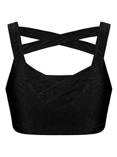 easyforever Kids Girls Dance Outfits Gymnastics Leotard Training Suit Sports Bra Crop Top with Shorts Set4