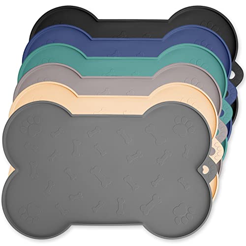 Dog Bowl Mat, NWFHTD Dog Mat for Food and Water Pet Cat Large Small Silicone Rubber Plastic Waterproof Feeding Eating…