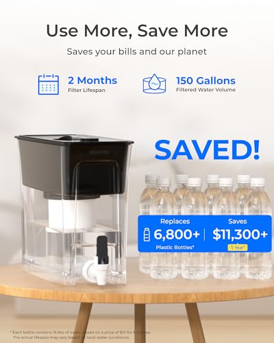 Image of Waterdrop WFD-02L 35-Cup Water Filter Dispenser, Fluoride Reduction, Black