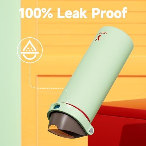 Image of 24 oz Insulated Water Bottle with Straw: Meoky Stainless Steel Metal Water Bottle with 2-in-1 Lid - Leak Proof, Cold for 24 Hours, Protective Silicone Base, BPA-Free for Sports Travel Car, Boneyard