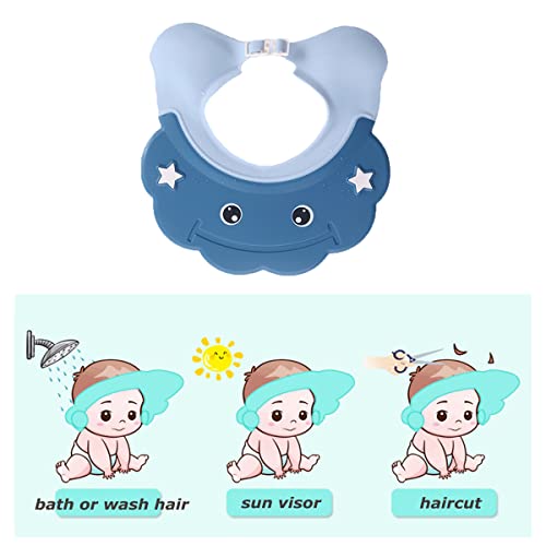 Image of 2 Pieces Baby Shower Cap Shield Toddler Bathing Hat Adjustable Shower Visor Cap Infants Bath Ears Head Protection Safe Shampoo Shower Cap Guard Soft Washing Hair Shield Hat for Kids Boys Girls 6M-6Y