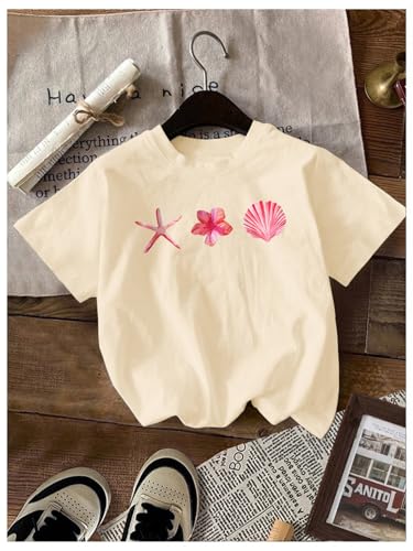 Image of RoseSeek Girl's Shirts 3 Packs Star Butterfly Graphic Tees Crew Neck Short Sleeve T Shirt Casual Tops