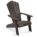 ACUEL Adirondack Chair Outdoor, Oversized Patio Chair Poly Lumber, Weather Resistant & Heavy Duty, Fire Pits Chair for Porch, Poolside, Lawn, Backyard and Garden, 350lbs Capacity (Dark Brown)