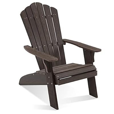 ACUEL Adirondack Chair Outdoor, Oversized Patio Chair Poly Lumber, Weather Resistant & Heavy Duty, Fire Pits Chair for Porch, Poolside, Lawn, Backyard and Garden, 350lbs Capacity (Dark Brown)