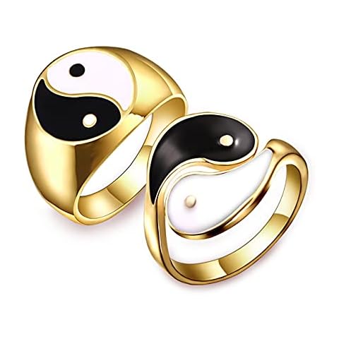 Couple Rings Tai Chi Yin Yang Signet Rings Fashion Gold Chunky Lover Ring Jewelry Accessories for Men Women Gifts 4 UK Cover