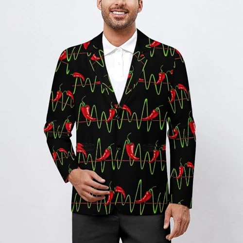 Chili Pepper Heartbeat Mens Casual Blazer Button Suit Jacket Lightweight Sport Coat for Work Business2