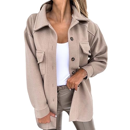 Veste shacket manteau chaud femme grand col pour affronter le froid