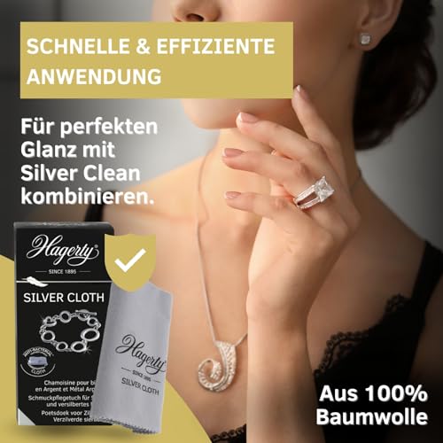 Hagerty Silver Cloth Schmuck Reinigungstuch 36x30cm I imprägniertes Tuch aus Baumwolle I effektives Silberputztuch mit Anlaufschutz zur Reinigung von Silberschmuck und Versilbertem