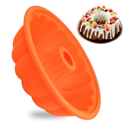 Holzsammlung Molde Redondo para Savarin de Silicona, Antiadherente Hornear Estriado Molde para Budnt Kugelhopf Molde para Pasteles, Accesorio de repostería & Pastelería 24 x 24 x 7.5 cm