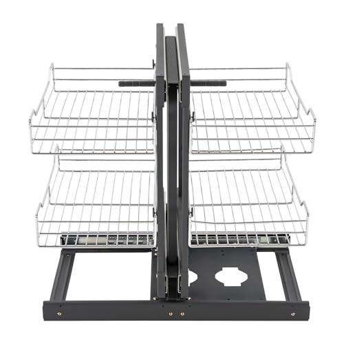 ARPITUYN Blind Corner Pull Out Organizer, 2-Tier Pull Basket Corners Cabinet with 4 Storage Baskets, Pull-Out Basket Blind Corner Cabinet Storage Shelf for Home Kitchen