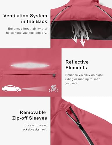 Image of Little Donkey Andy Women's UPF 50+ Cycling Jacket Windbreaker with Removable Sleeves