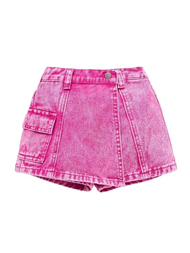 GORGLITTER Girl's Jean Shorts Cute Summer Trendy Fashion Wrap Denim Shorts High Waist Straight Leg Clothes Bottoms Skorts Pink 6 Years