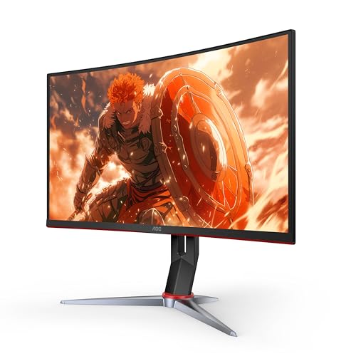 AOC C27G2Z 27" Curved Frameless Ultra-Fast Gaming Monitor, FHD 1080p, 0.5ms 240Hz, FreeSync, 2x HDMI 2.0, 1x Display Port, Height Adjustable, Xbox PS5 Switch Ready, 3-Year Zero-Bright-Dot
