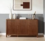 ZYBT Fluted Sideboard Buffet Cabinet with Storage, Modern Credenza Buffet Sideboards Bar Cabinet Console Table with Adjustable Shelves Slide Door for Living Room Hallway Kitchen Entryway