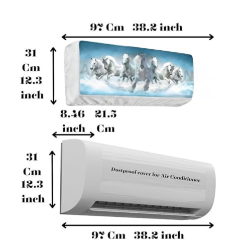 Image of Polyester Printed Air Conditioning Dust Cover Folding Designer Ac Cover For Indoor Split Ac 1.5 Ton (97X 31X 21 Cm ) (7 Horse)