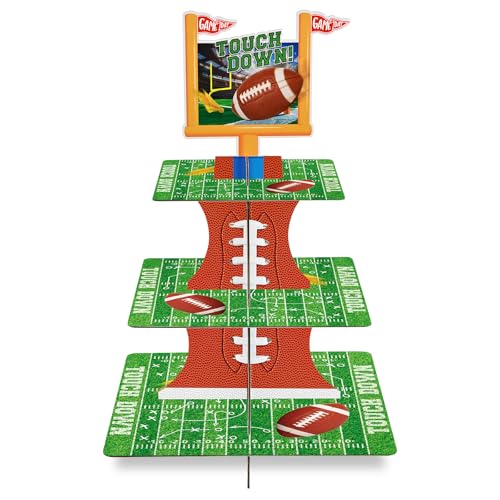Gatherfun Football Touchdown Cupcake Stand - for Football Theme Birthday & Tailgate Party, Football Party Decorations
