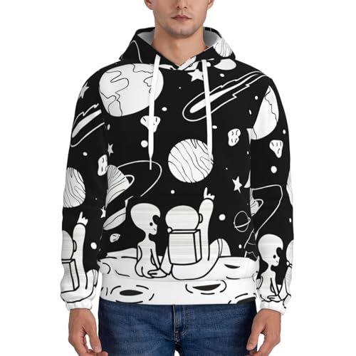 Sweat à capuche homme imprimé extraterrestre pour tenue décontractée - 2