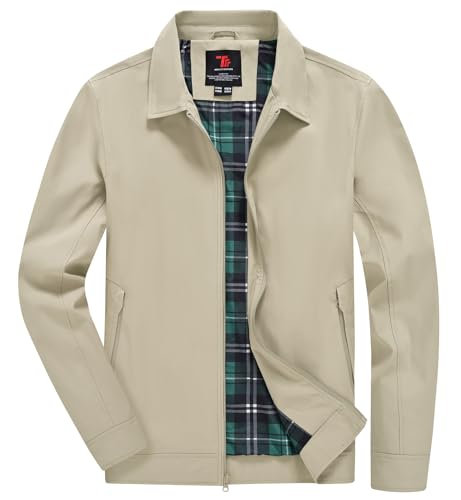 YSENTO Men's Light Jackets Lightweight Bomber Jackets Collared Work Golf Windbreakers with Zip Pockets