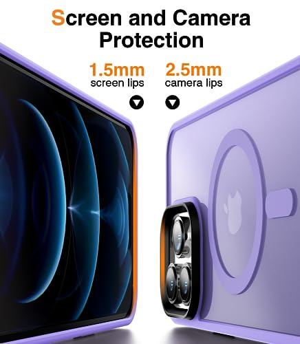 Anti rayures coque iPhone 12 Pro MagSafe violette fini mat sans traces de doigts