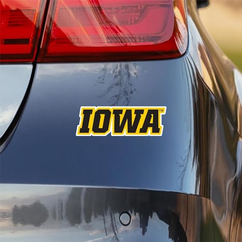 Image of University of Iowa Haweyes Iowa Script Block Letter Weatherproof Vinyl Sticker Car Decal from Nudge Printing
