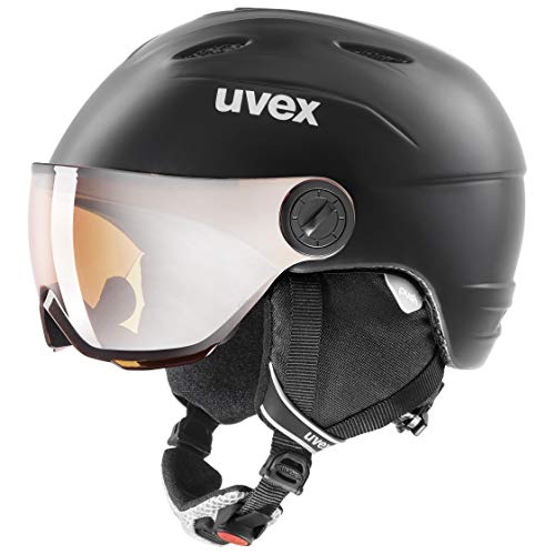 uvex junior Visor pro - Skihelm für Kinder - mit Visier - individuelle Größenanpassung - Black - 52-54 cm