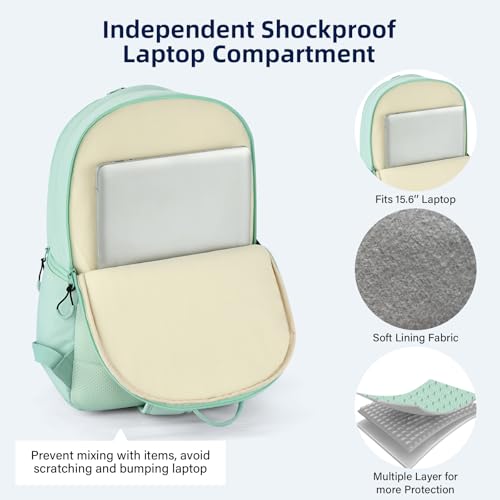 Carry On Travel Backpack For Women, 18 Inch Water Resistant Large Backpack Lightweight Bookbag For Men, 8x14x18 Personal Item Bag Casual Daypack Backpacks For Work Office Commuter (Cyan)4