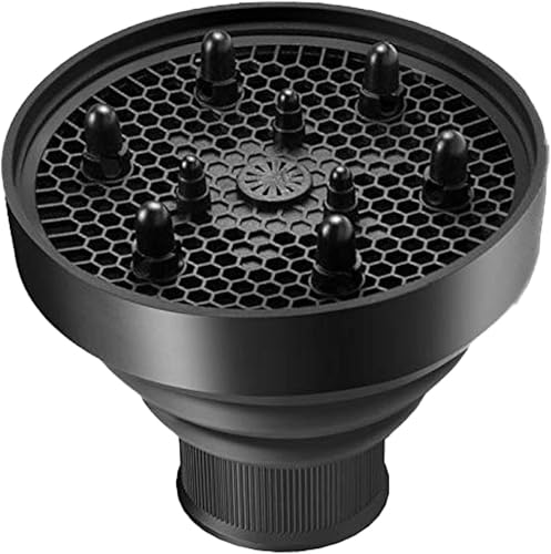 X spring Universal Hair Diffuser Professional Blow Dryer Attachment for Curly Hair Collapsible Silicone Hood for Frizz Free Styling Portable Travel Tool Compatible with Round Nozzle Head