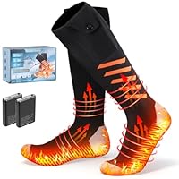 Heated Socks for Men Women, 6000mAh*2 Battery Rechargeable Heated Socks Up to 10 Hours, 360°Heating Warming, Washable Foot Warmer for Camping Fishing Skiing Skating Hiking Outdoor Work