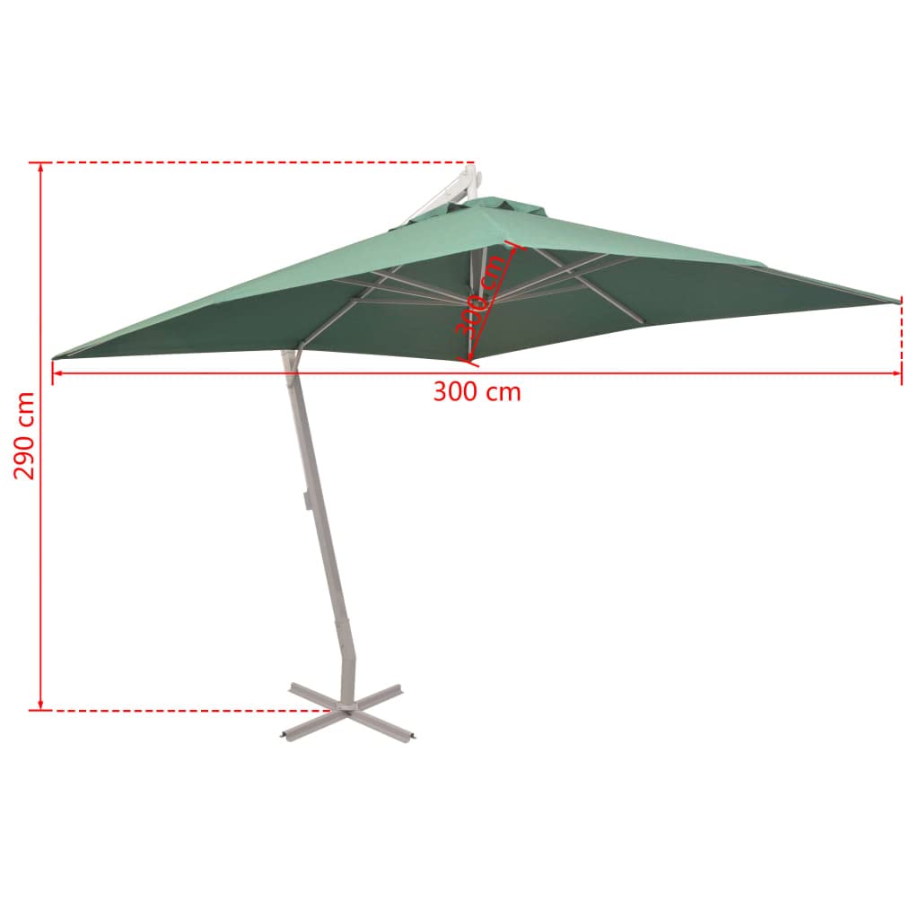 Parasol ogrodowy parasol przeciwsłoneczny do roślin, 300 x 300 cm, zielony, aluminiowy maszt