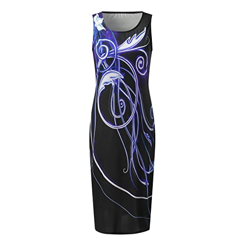 Cocktail Dresses For Women 2023 Women's Sleeveless Cocktail Dresses Elastic High Waist Wedding Guest Evening Party Maxi Blue #TOP8