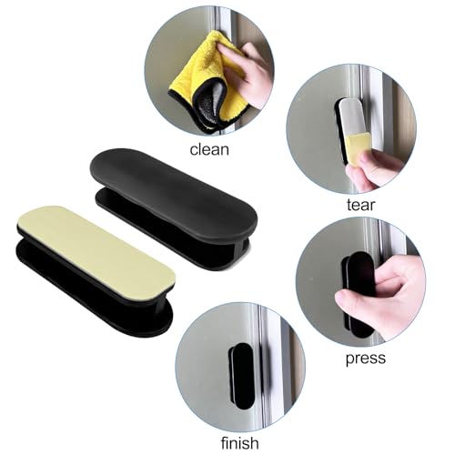 Maxentico 8 Stück Schrankgriffe, Türgriffe, Balkontürgriff, Türgriff, Türknauf, Griffe Balkontür, Schubladengriffe Griff Selbstklebende, Schrankgriff, für Fenster Glastüren Schubladen (Schwarz)