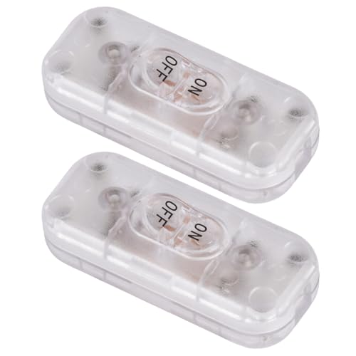 2 Pcs Inline Switch, Electrical Wire Appliance Rocker Switches Rated 250V 6A ON OFF, Clear Lamp Cord Button Torpedo Switch Repair Replacement Desk Table Light Parts Control Power Cable Plug