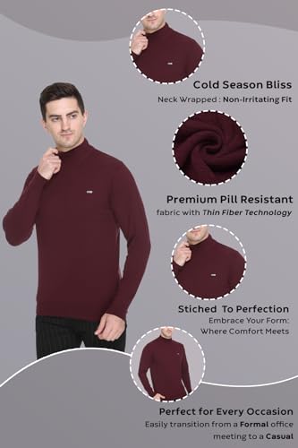 Image of GODFREY Woolen Full Sleeve Sweaters for Men Winter Wear - Turtle Neck Pullover for Men Stylish