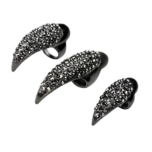 bnf Gothic Punk Rock Style Eagle Claw Rhinestone Finger Tip Nail Ring 5pcs Black | Jewelry & Watches | Fashion Jewelry | Rings