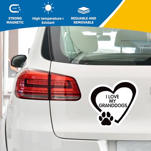 Image of I Love My Granddogs Pawprint Magnet Decal, 5 Inch, Heavy Duty Automotive Magnet for Car Truck SUV, Black, 3wesd112