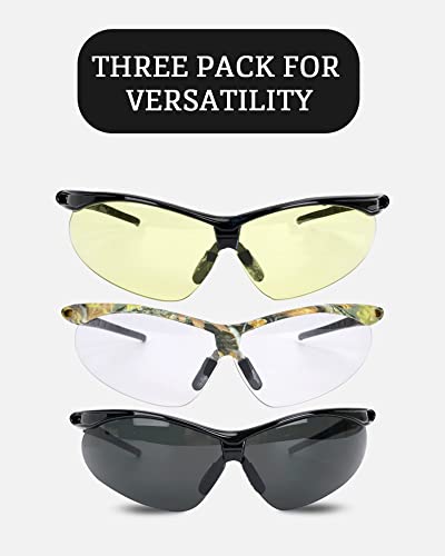 Image of Aqulius 3pk Shooting Glasses - Safety Glasses - Eye Protection for Shooting Range, Tactical Shooting Goggles