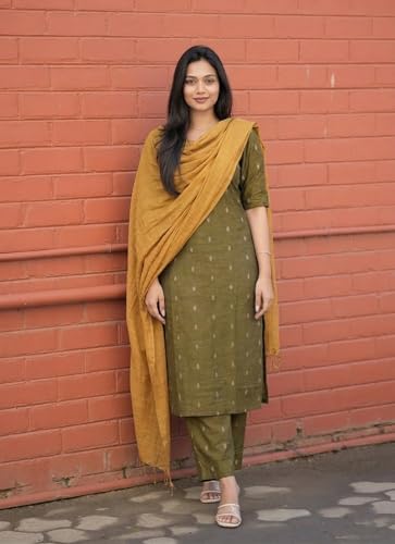 Image of ANNI Designer Women's Purple Printed Kurta Set | Pure Viscose 3 Piece Ethnic Suit Set with Pant & Dupatta | Festive for Women | Cotton Kurta Sets for Woman