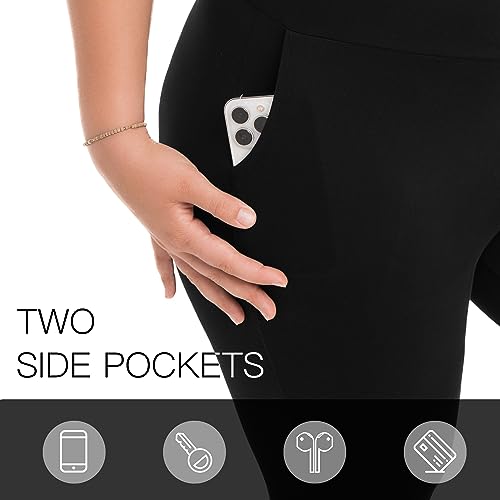 Walifrey Plus Size Leggings with Pockets for Women, High Waist Opaque Tummy Control Leggings4
